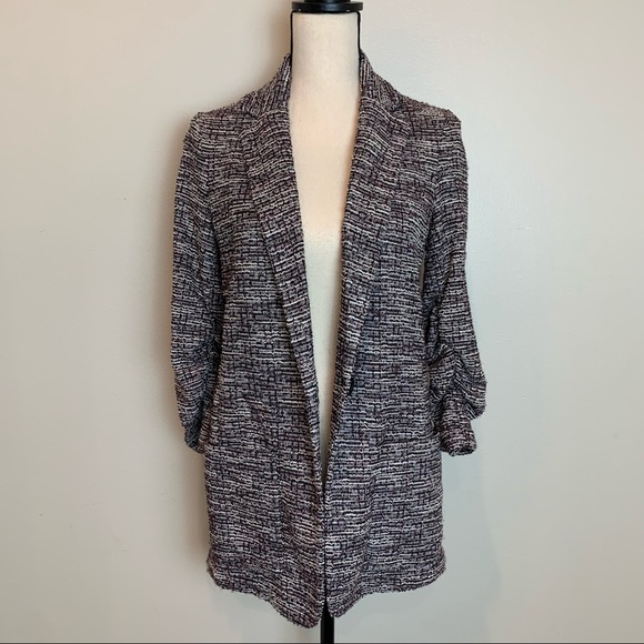 Max Studio Knit Tweed Ruched Cuff Blazer Small - Picture 3 of 9